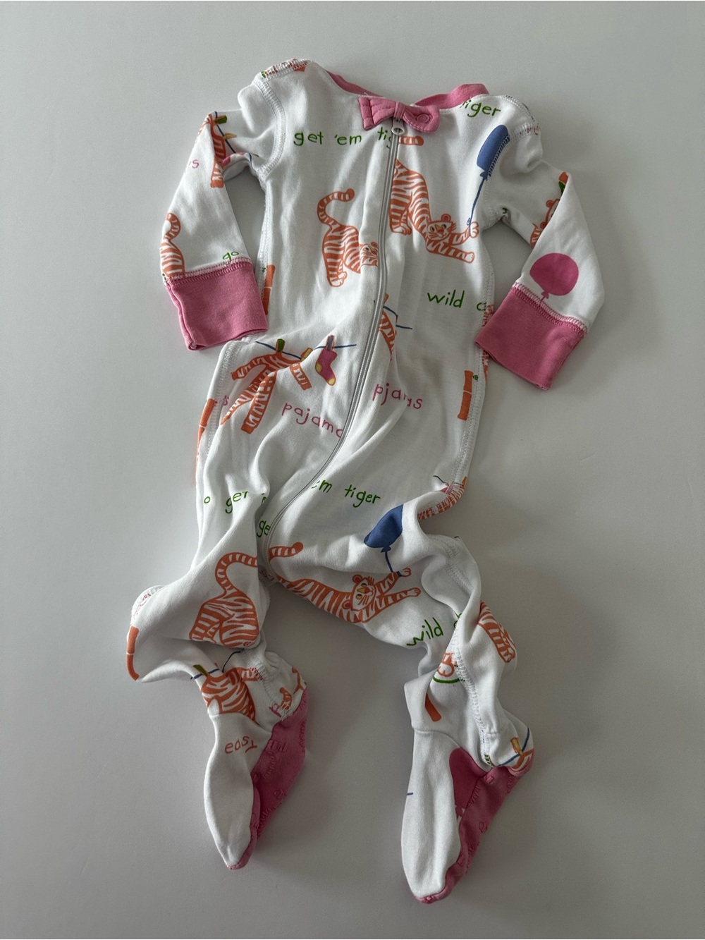 The Beaufort Bonnet Company White Print Layette With Tiger Print 6-12 Mo